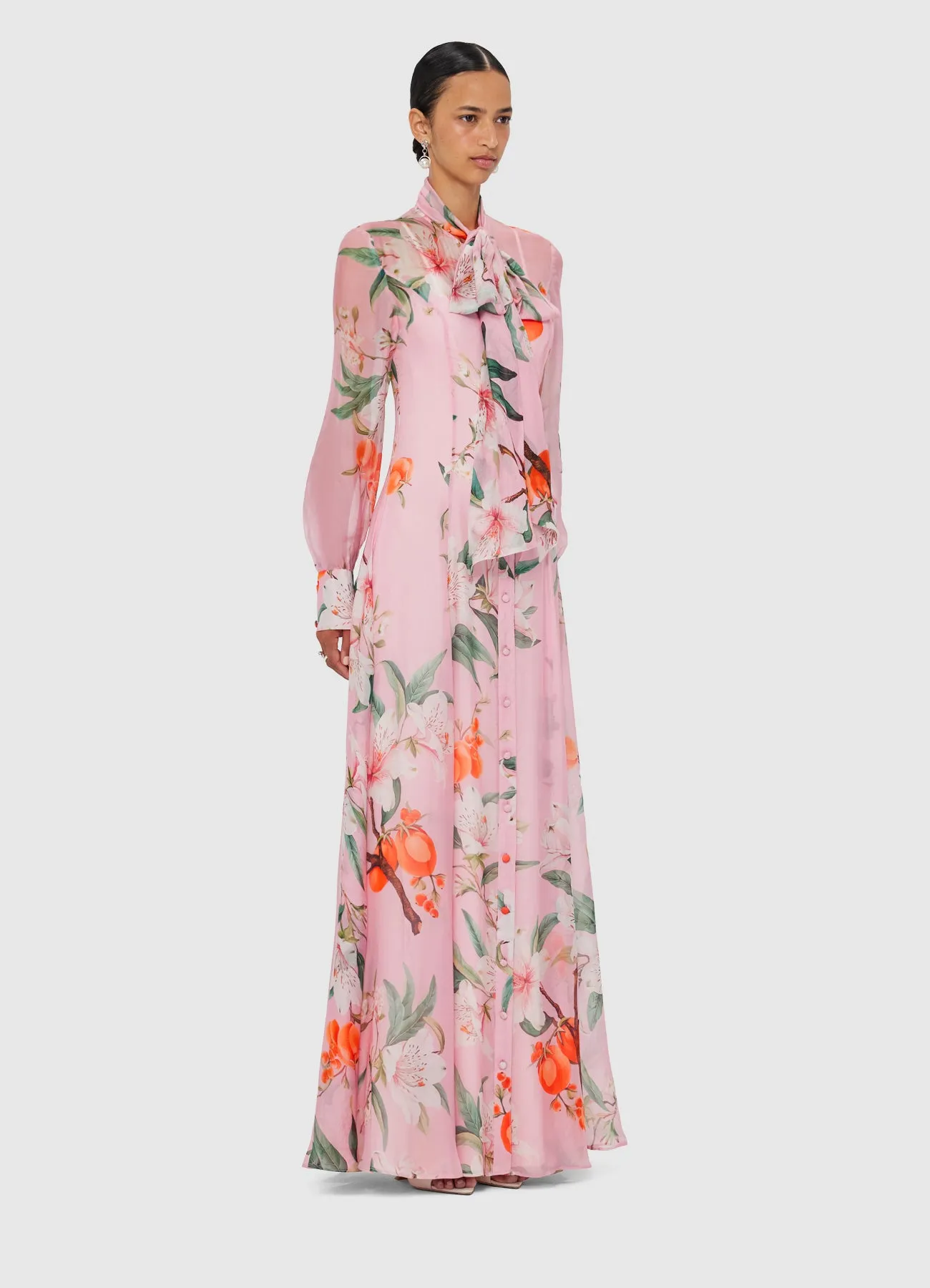 Lilith Tie Neck Maxi Dress - Lavish Print in Pink sold by LEO LIN product image thumbnail 3