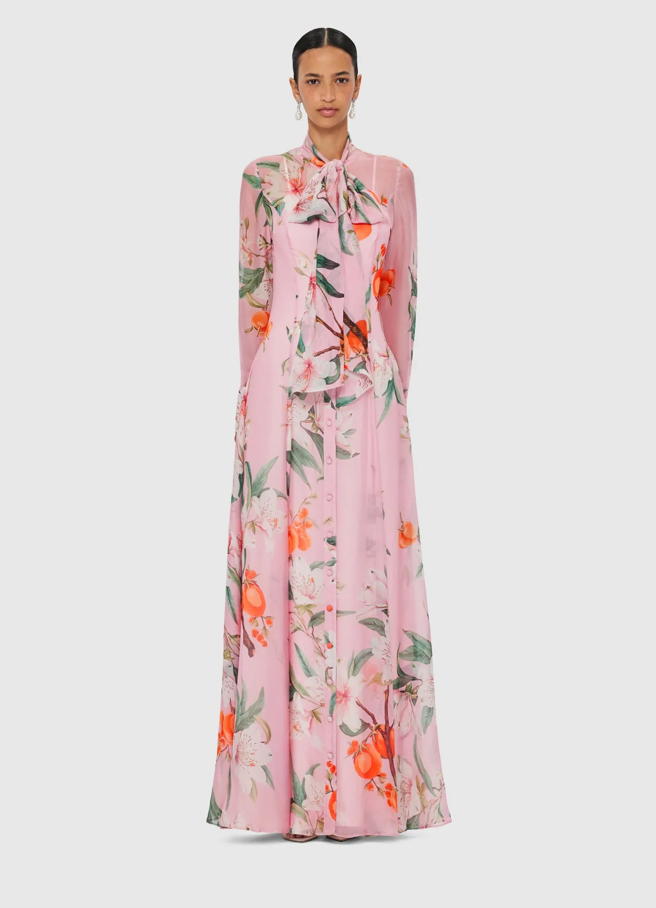 Lilith Tie Neck Maxi Dress - Lavish Print in Pink sold by LEO LIN product image thumbnail 2