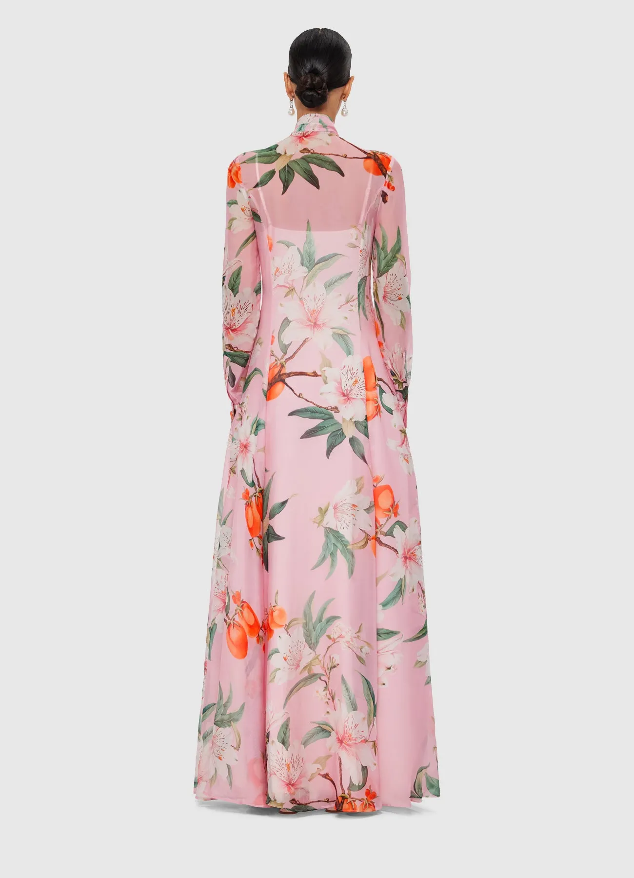 Lilith Tie Neck Maxi Dress - Lavish Print in Pink sold by LEO LIN product image thumbnail 4