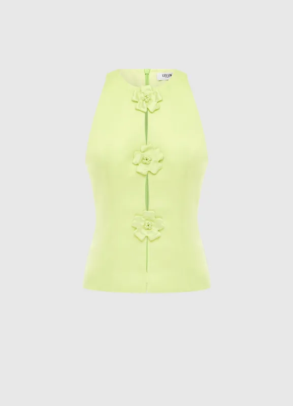 Amelia Petal Top - Chartreuse sold by LEO LIN