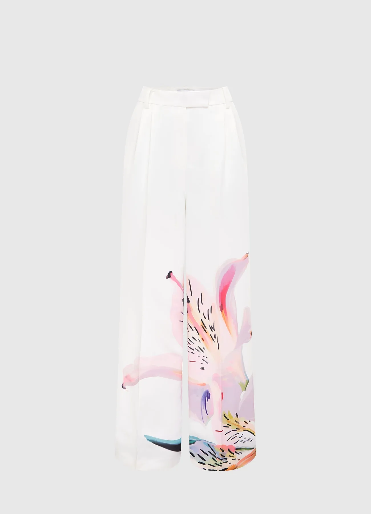 Elisha Wide Leg Pants - Lily Print in Snow sold by LEO LIN