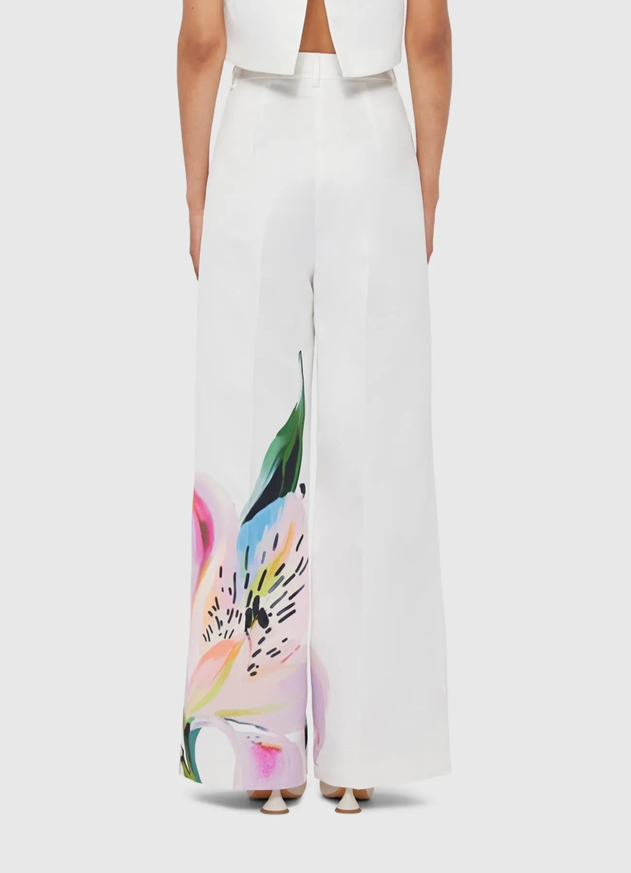 Elisha Wide Leg Pants - Lily Print in Snow sold by LEO LIN product image thumbnail 4