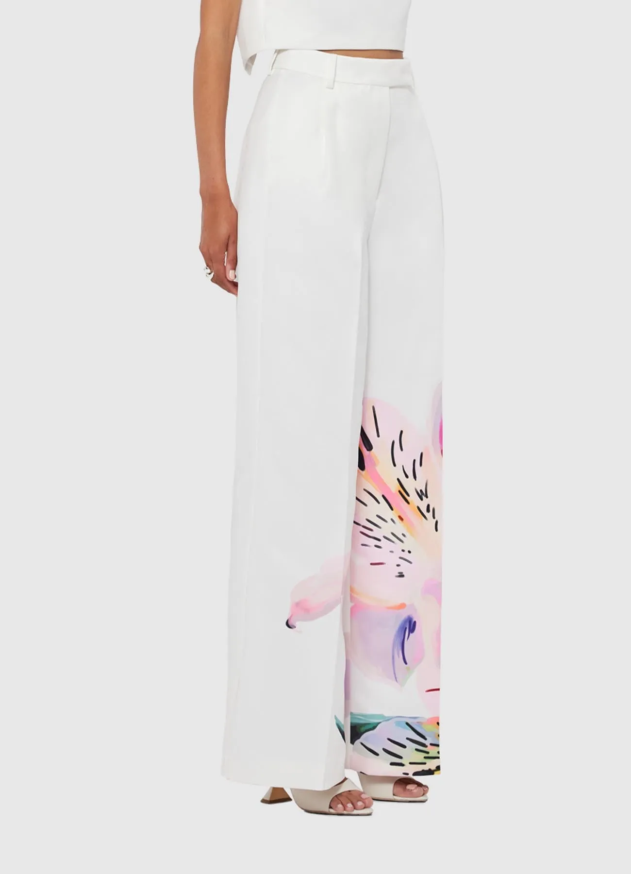 Elisha Wide Leg Pants - Lily Print in Snow sold by LEO LIN product image thumbnail 3