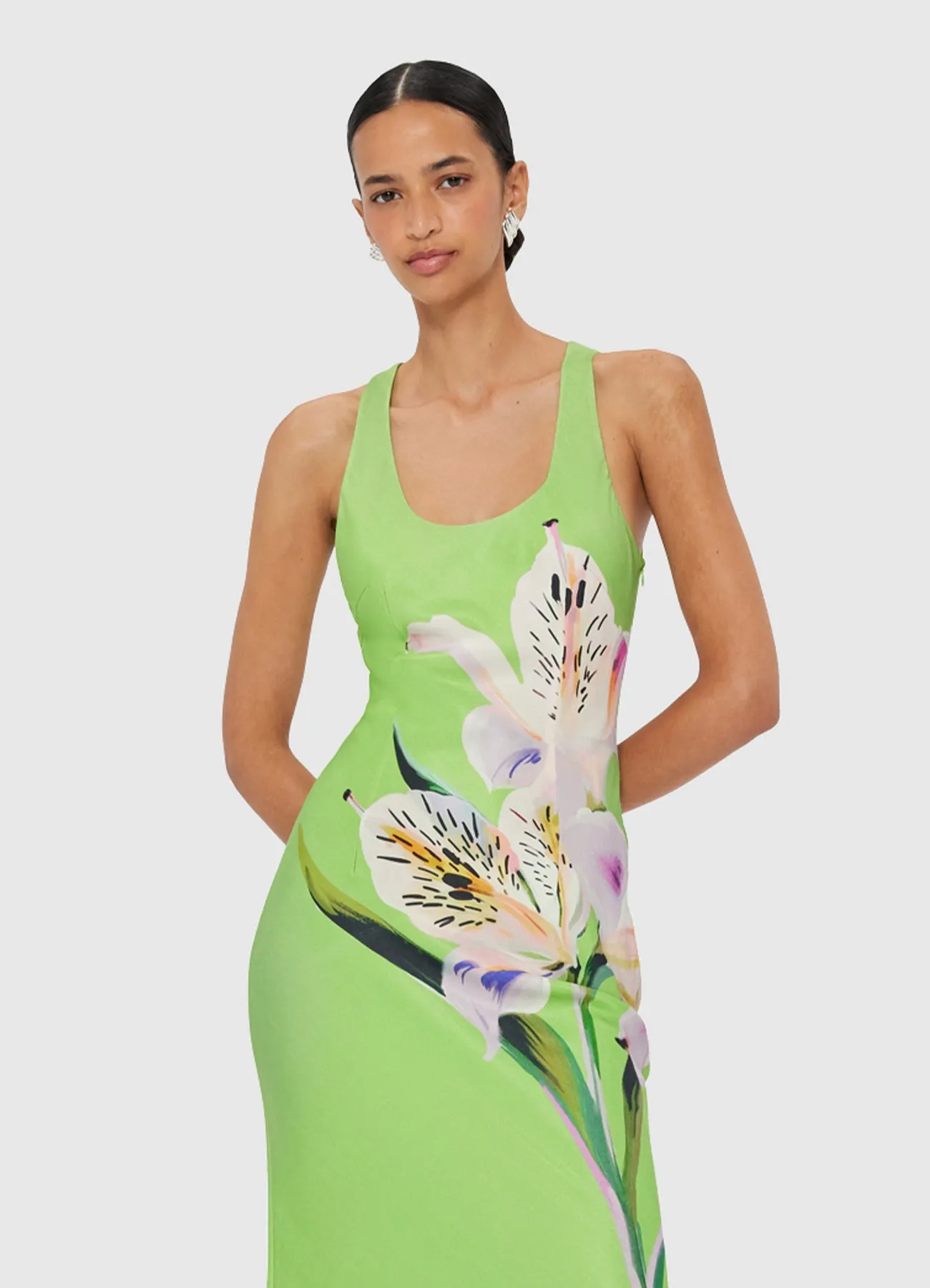 Helena Maxi Dress - Lily Print in Parakeet sold by LEO LIN product image thumbnail 5