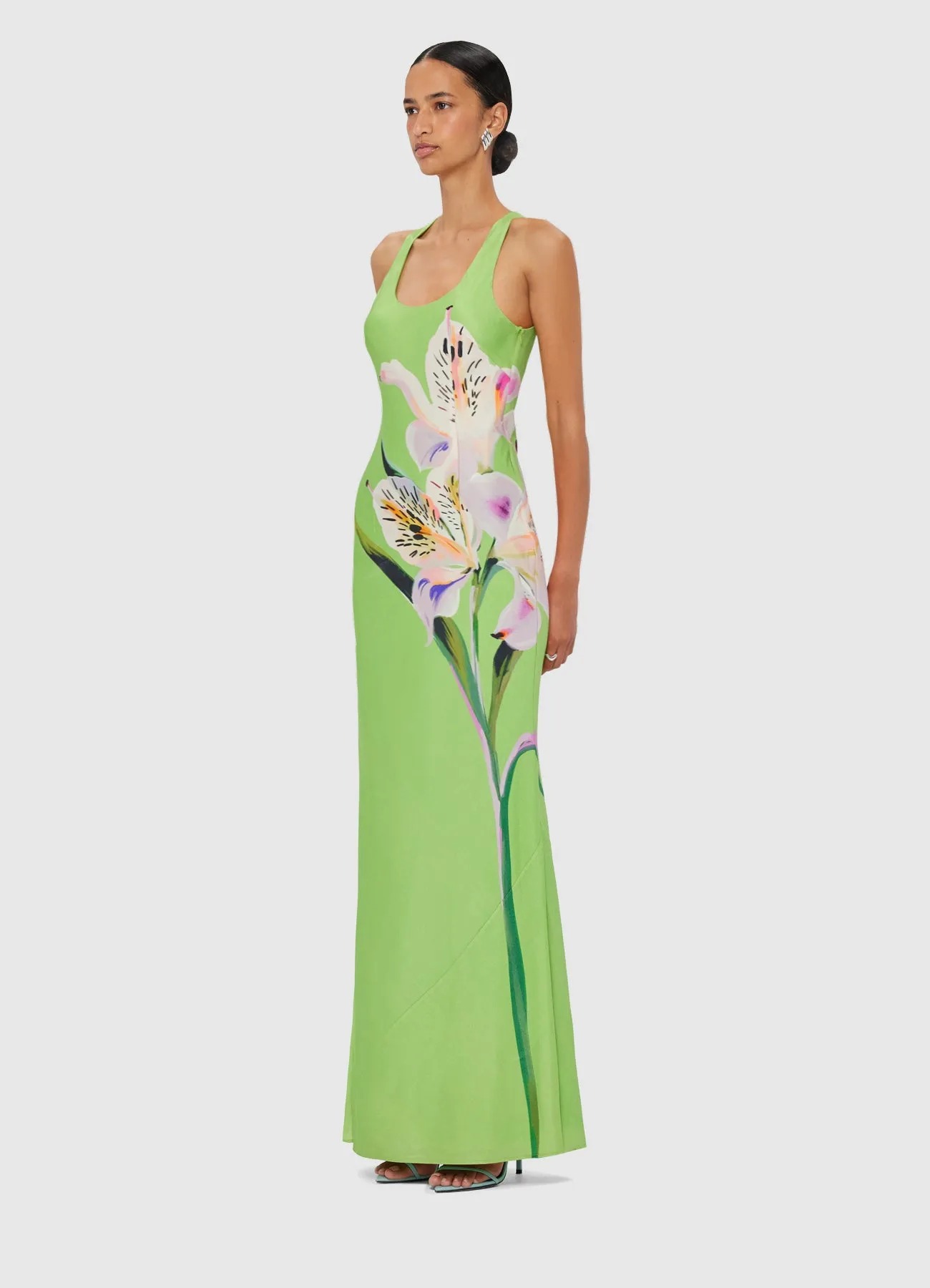 Helena Maxi Dress - Lily Print in Parakeet sold by LEO LIN product image thumbnail 3