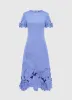 Caroline Appliqué Short Sleeve Midi Dress - Moonlight sold by LEO LIN