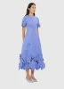 Caroline Appliqué Short Sleeve Midi Dress - Moonlight sold by LEO LIN