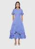 Caroline Appliqué Short Sleeve Midi Dress - Moonlight sold by LEO LIN