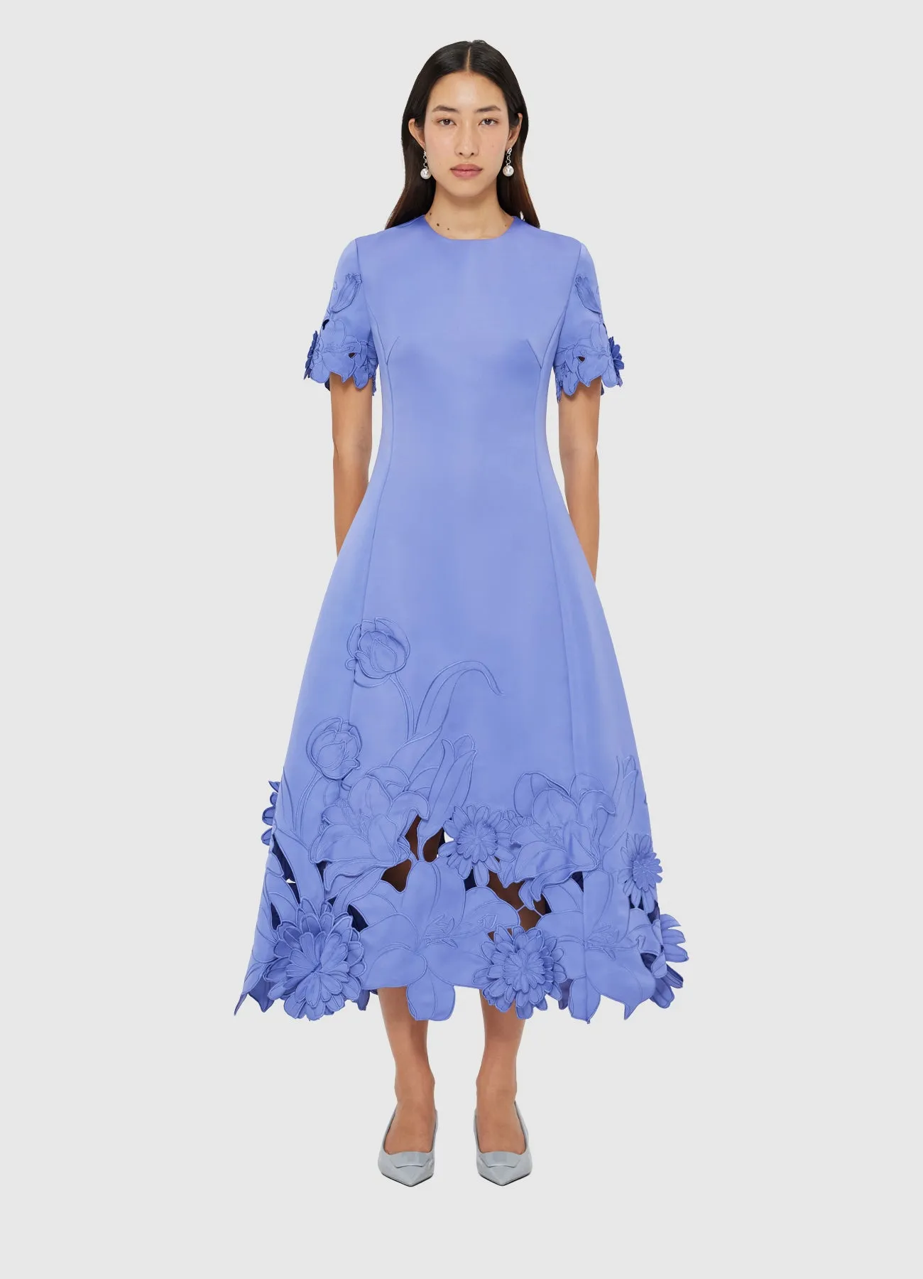Caroline Appliqué Short Sleeve Midi Dress - Moonlight sold by LEO LIN product image thumbnail 2