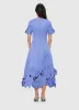 Caroline Appliqué Short Sleeve Midi Dress - Moonlight sold by LEO LIN