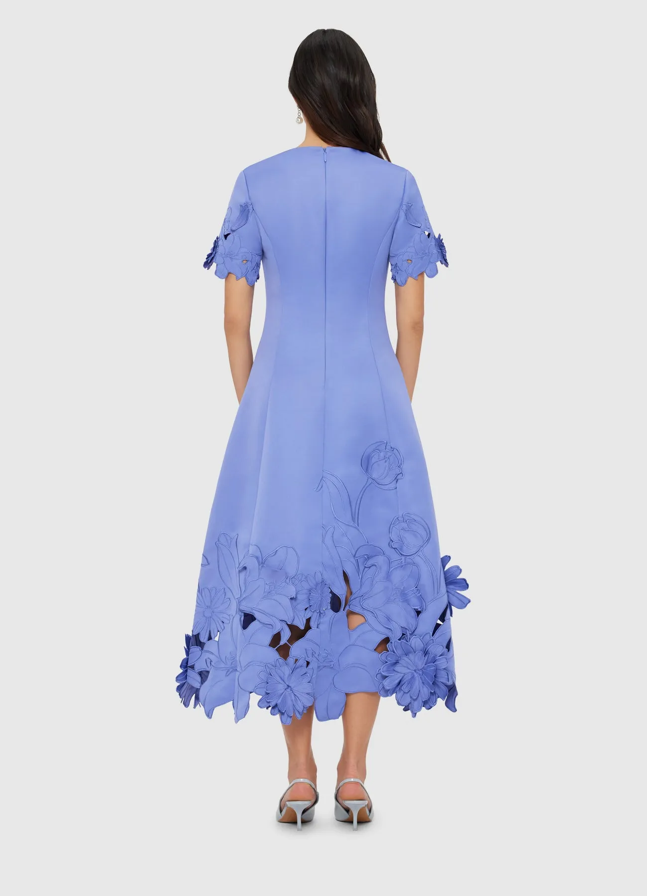 Caroline Appliqué Short Sleeve Midi Dress - Moonlight sold by LEO LIN product image thumbnail 4