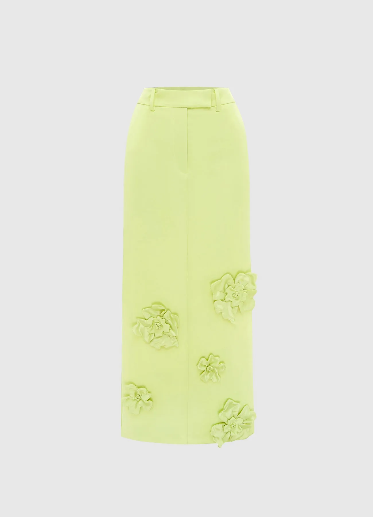 Olivia Petal Maxi Skirt - Chartreuse sold by LEO LIN