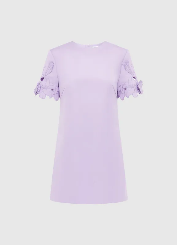 Aurie Appliqué Short Sleeve Mini Dress - Lilac sold by LEO LIN