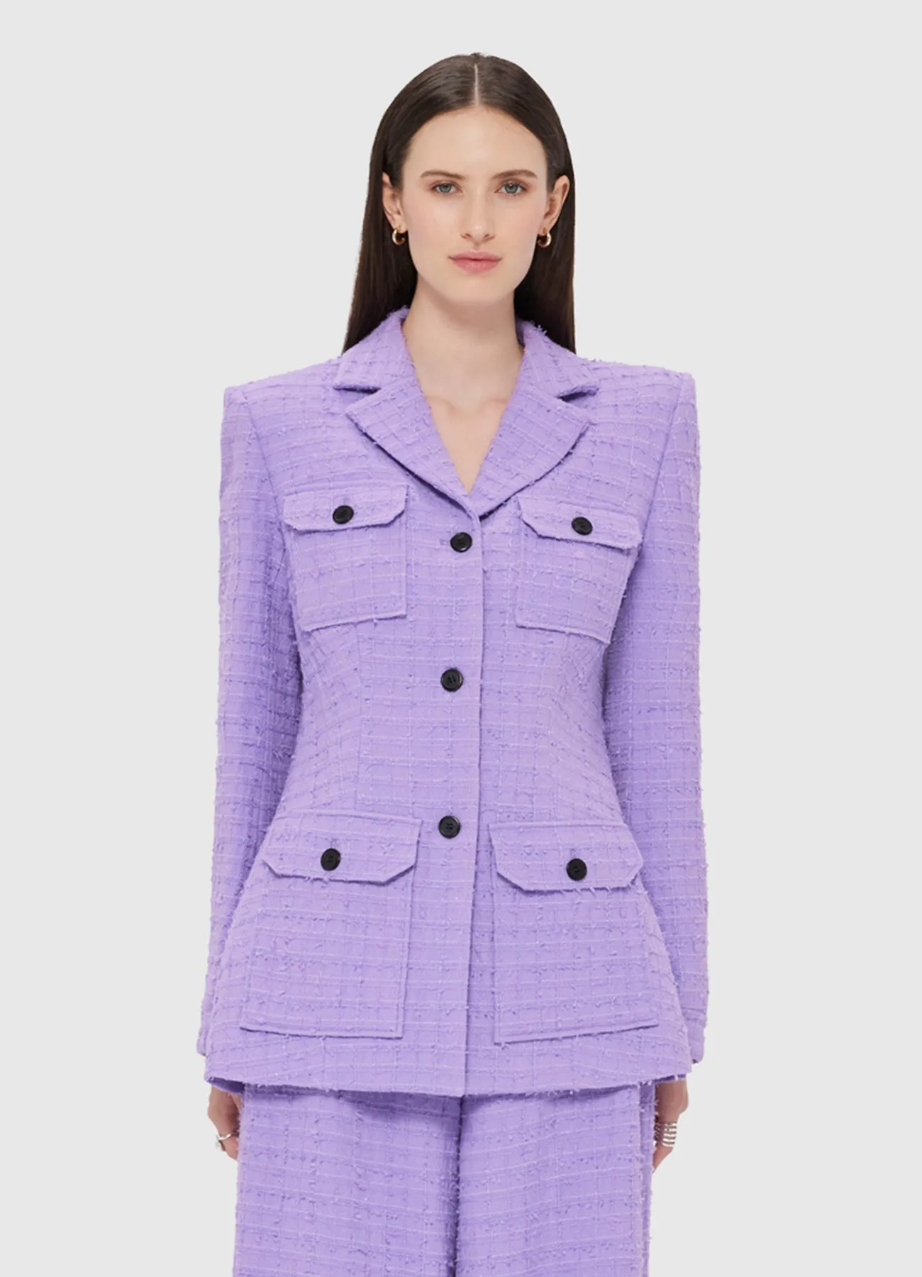 Edith Tweed Pocket Blazer - Violet sold by LEO LIN product image thumbnail 2