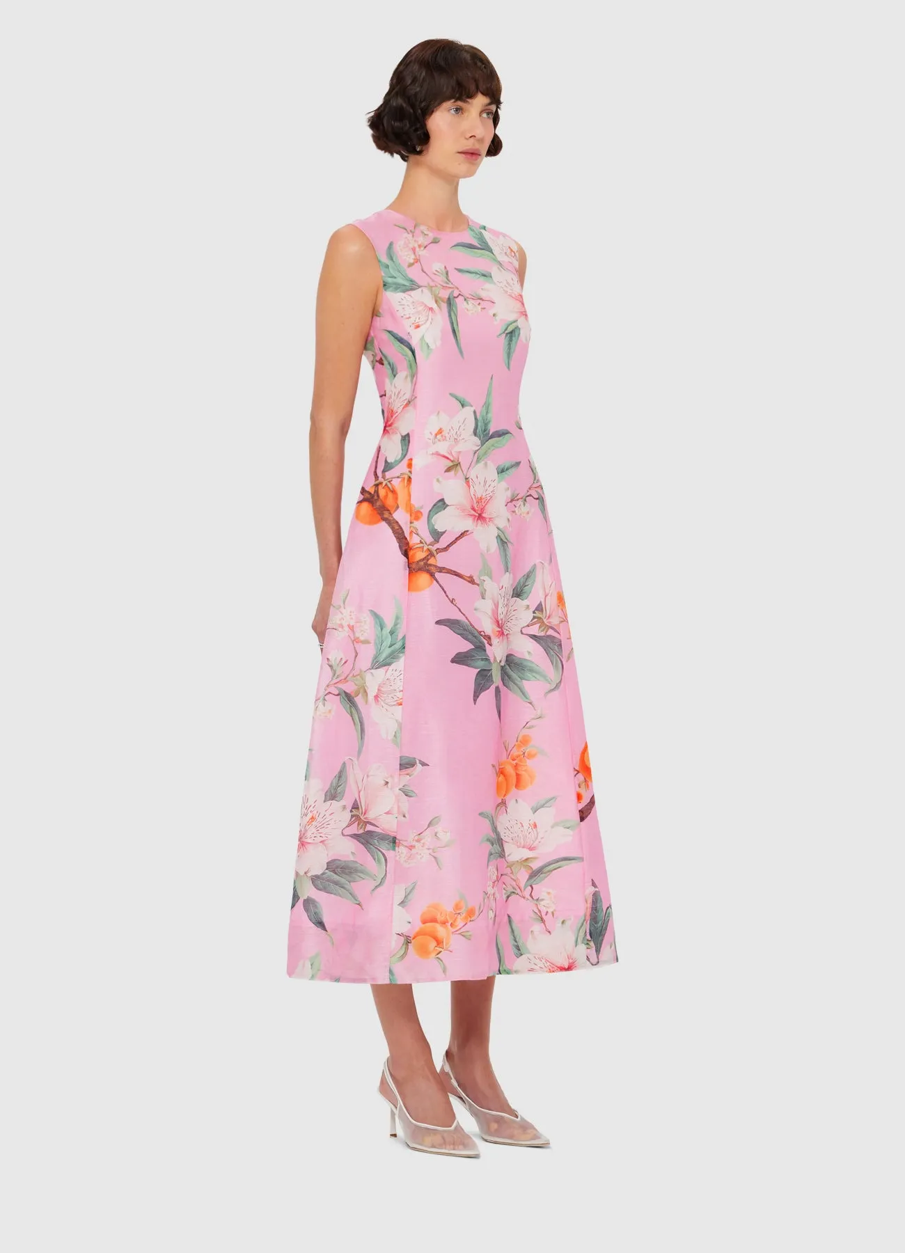 Cleo Printed Sleeveless Midi Dress - Lavish Print in Pink sold by LEO LIN product image thumbnail 3