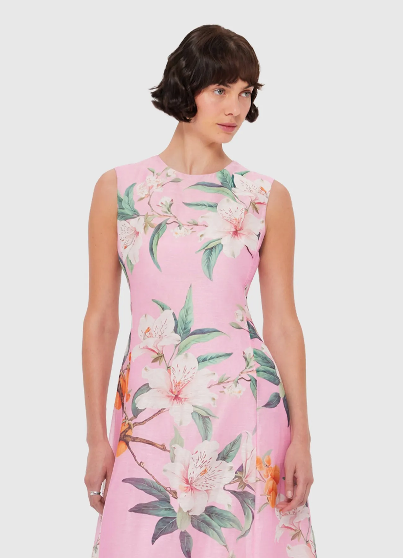Cleo Printed Sleeveless Midi Dress - Lavish Print in Pink sold by LEO LIN product image thumbnail 5