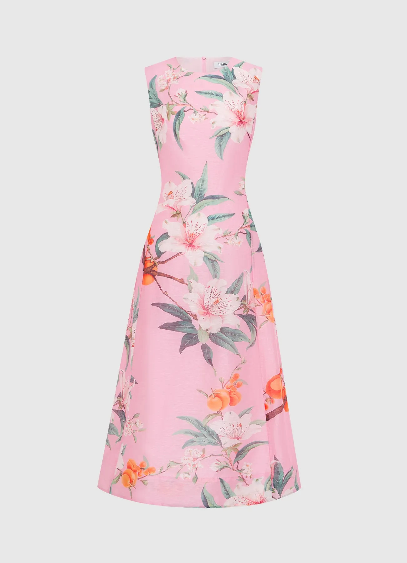 Cleo Printed Sleeveless Midi Dress - Lavish Print in Pink sold by LEO LIN