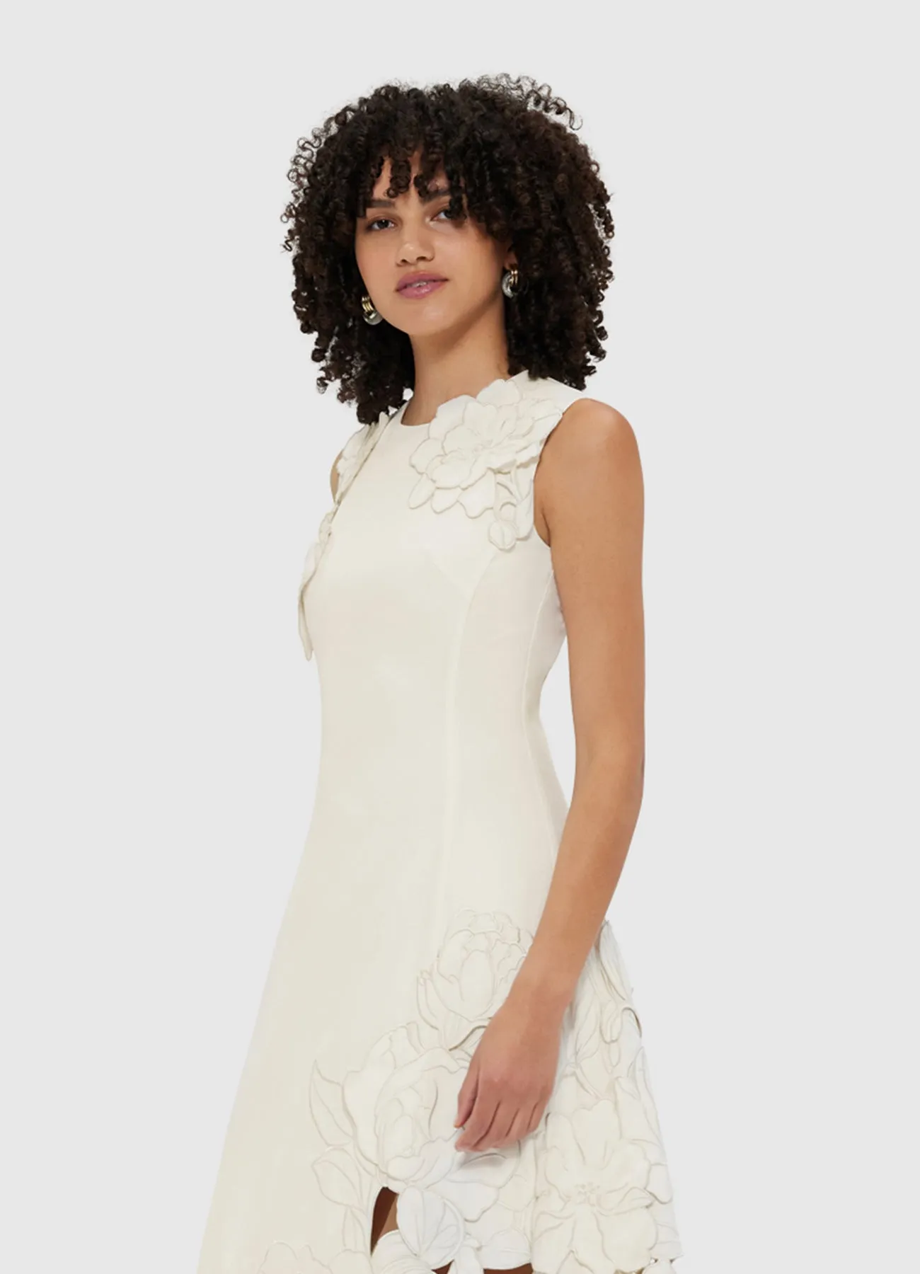 Cleo Appliqué Sleeveless Midi Dress - Vanilla sold by LEO LIN product image thumbnail 5