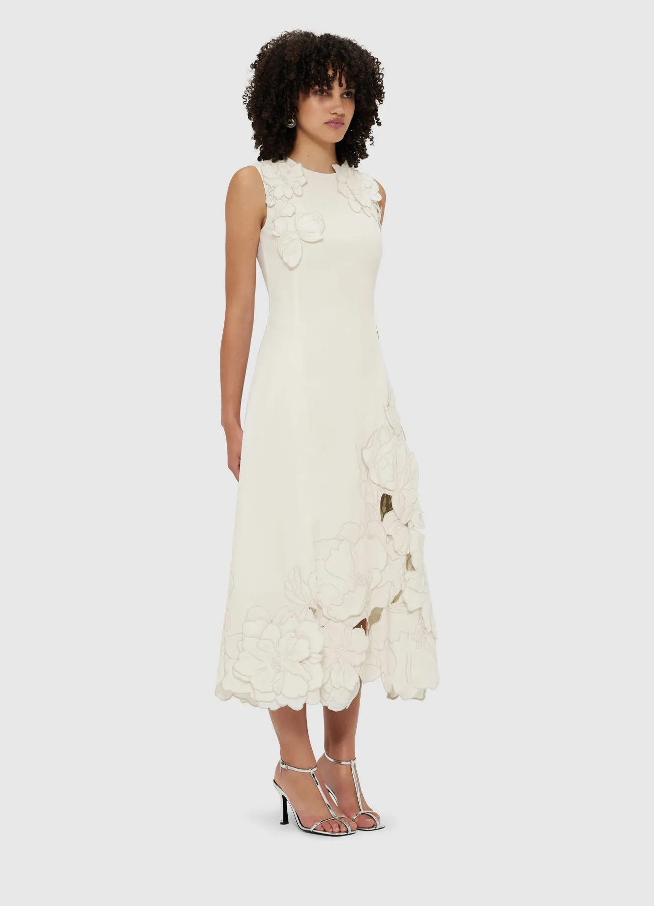 Cleo Appliqué Sleeveless Midi Dress - Vanilla sold by LEO LIN product image thumbnail 3