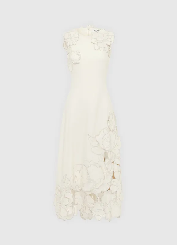Cleo Appliqué Sleeveless Midi Dress - Vanilla sold by LEO LIN
