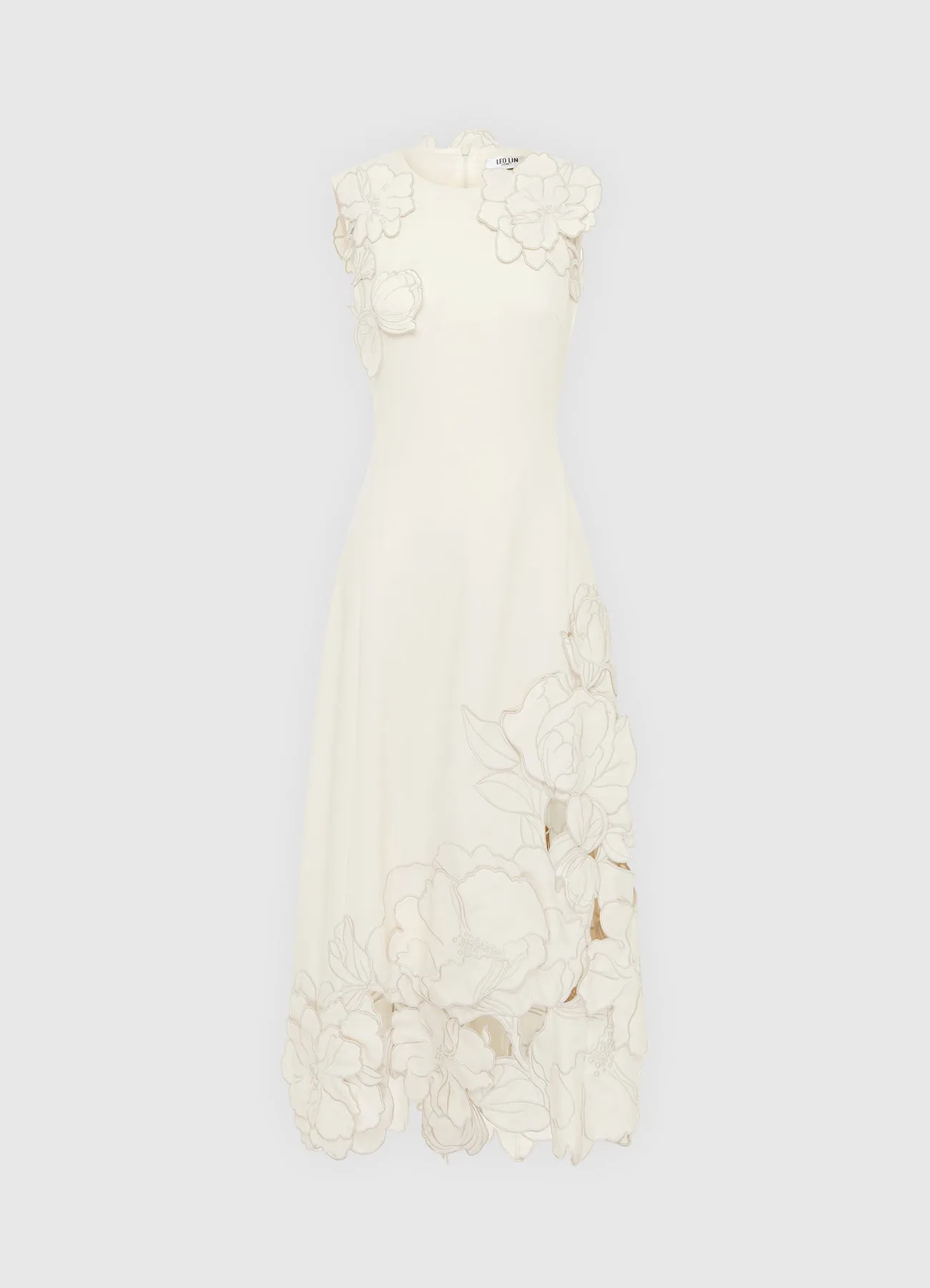 Cleo Appliqué Sleeveless Midi Dress - Vanilla sold by LEO LIN