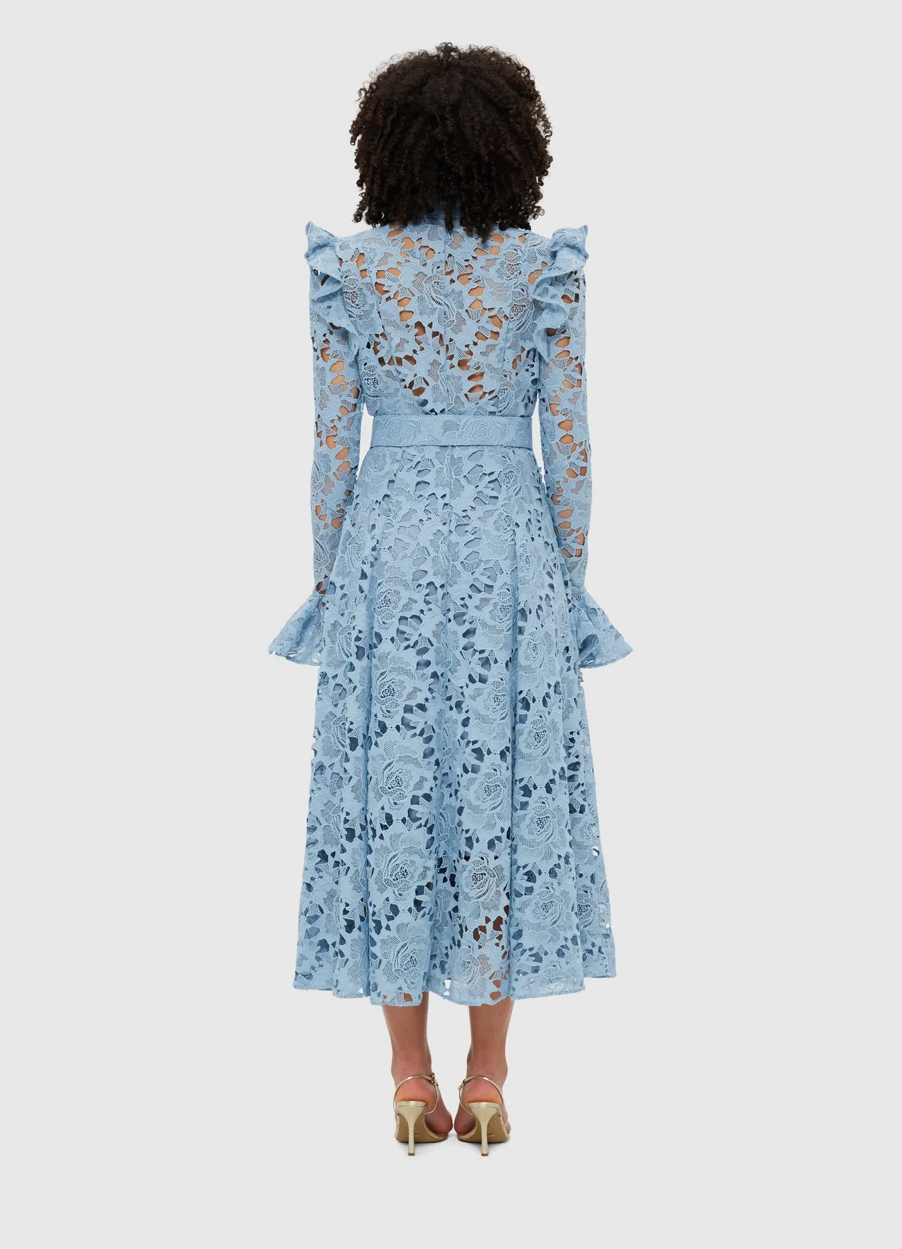 Aliyah Lace Butterfly Sleeve Midi Dress - Powder Blue sold by LEO LIN product image thumbnail 4
