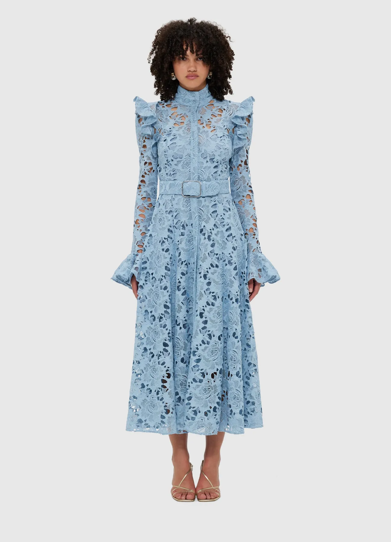 Aliyah Lace Butterfly Sleeve Midi Dress - Powder Blue sold by LEO LIN product image thumbnail 2