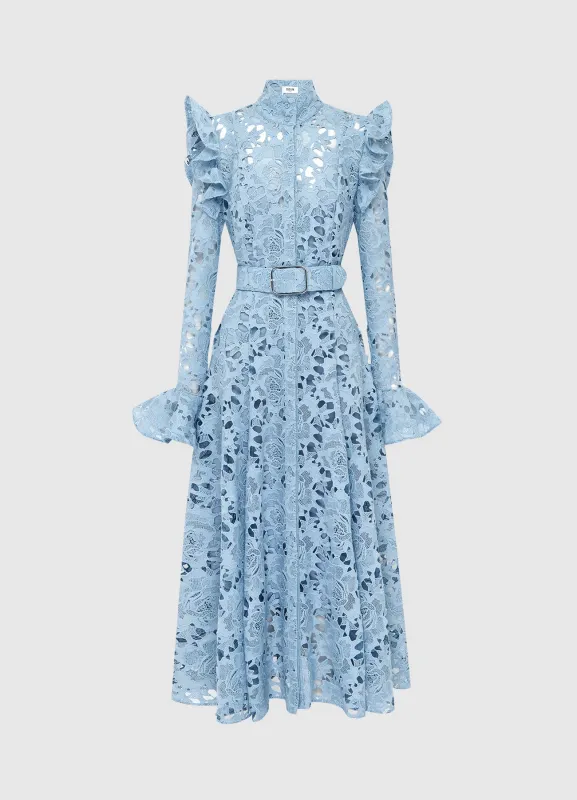 Aliyah Lace Butterfly Sleeve Midi Dress - Powder Blue sold by LEO LIN
