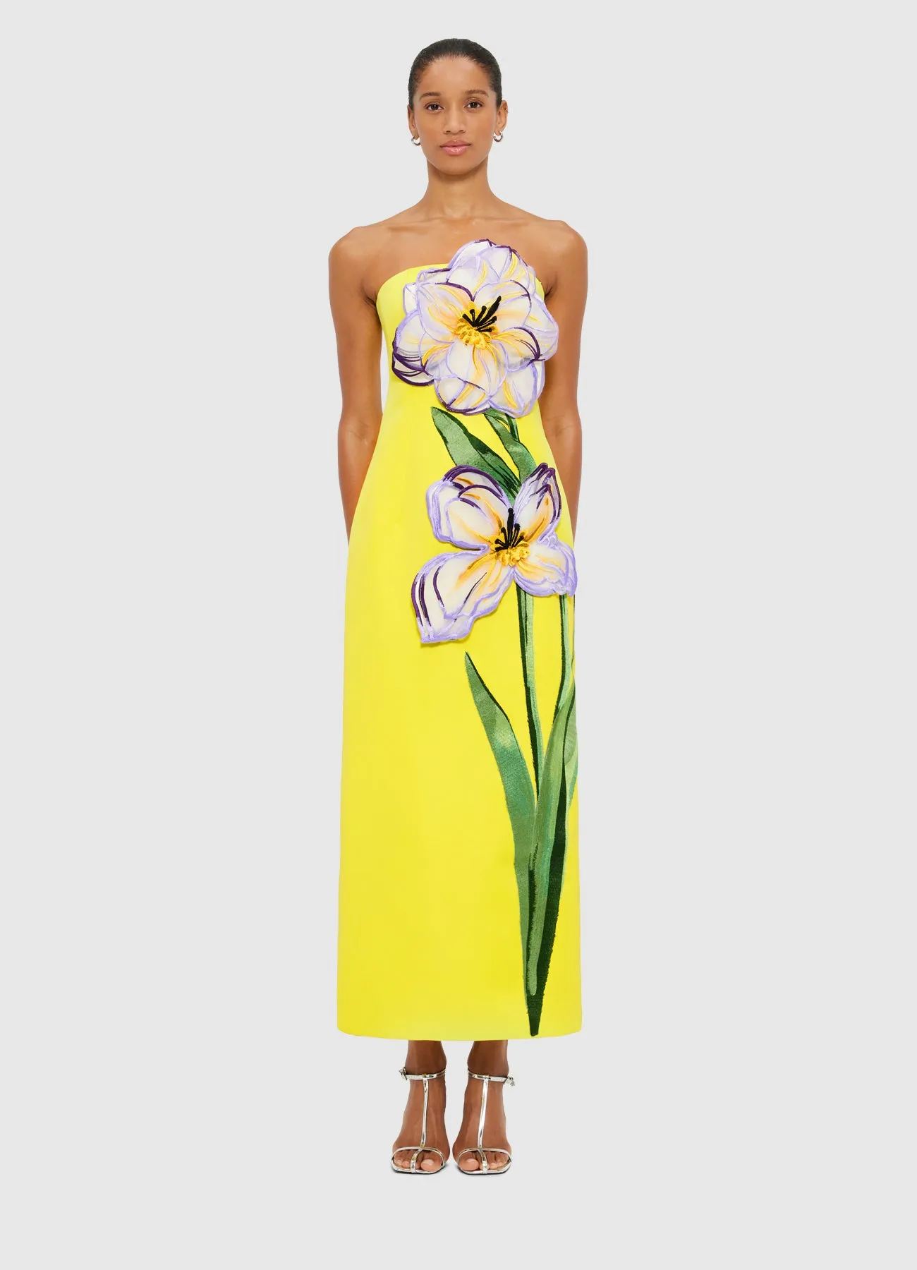 Rayna Appliqué Floral Maxi Dress - Iris Print in Yellow sold by LEO LIN product image thumbnail 2
