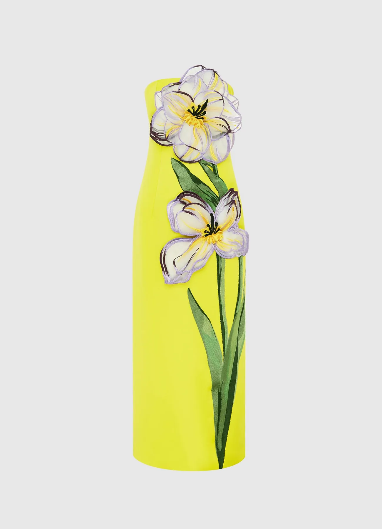 Rayna Appliqué Floral Maxi Dress - Iris Print in Yellow sold by LEO LIN
