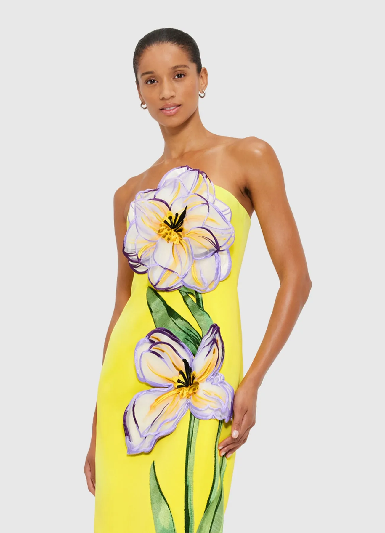 Rayna Appliqué Floral Maxi Dress - Iris Print in Yellow sold by LEO LIN product image thumbnail 5