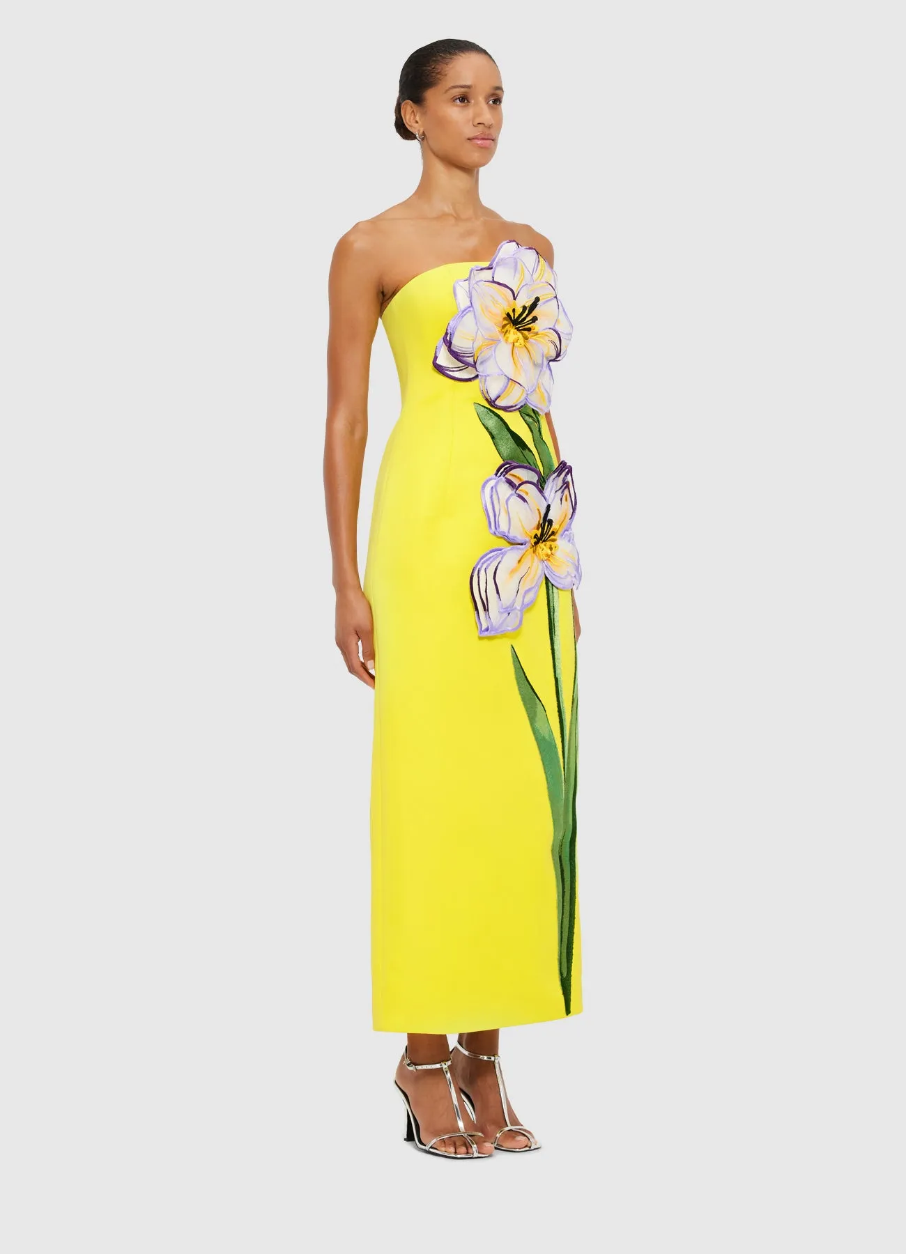Rayna Appliqué Floral Maxi Dress - Iris Print in Yellow sold by LEO LIN product image thumbnail 3
