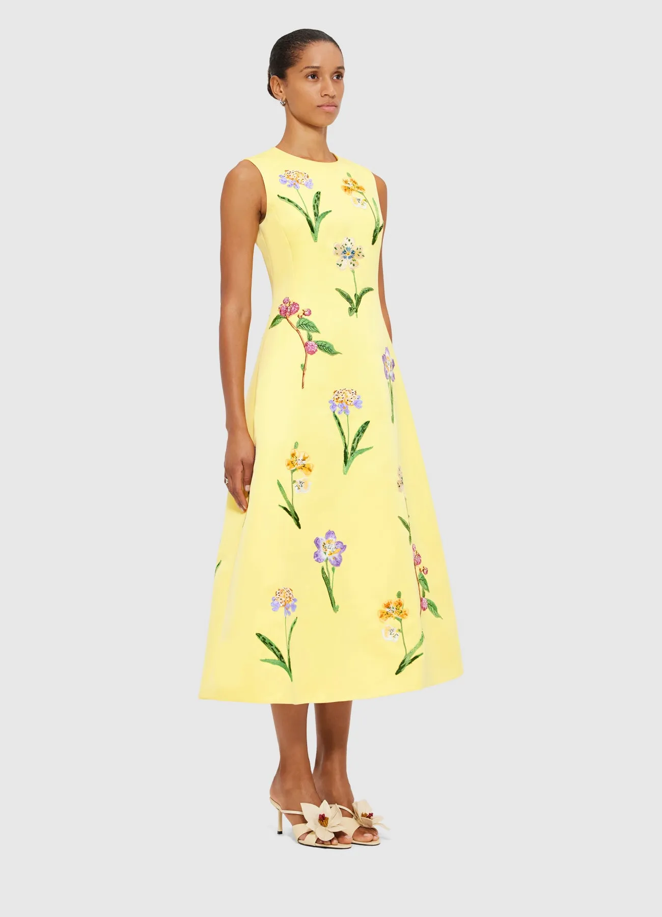 Cleo Sleeveless Midi Dress - Wild Flower Print in Sorbet sold by LEO LIN product image thumbnail 3