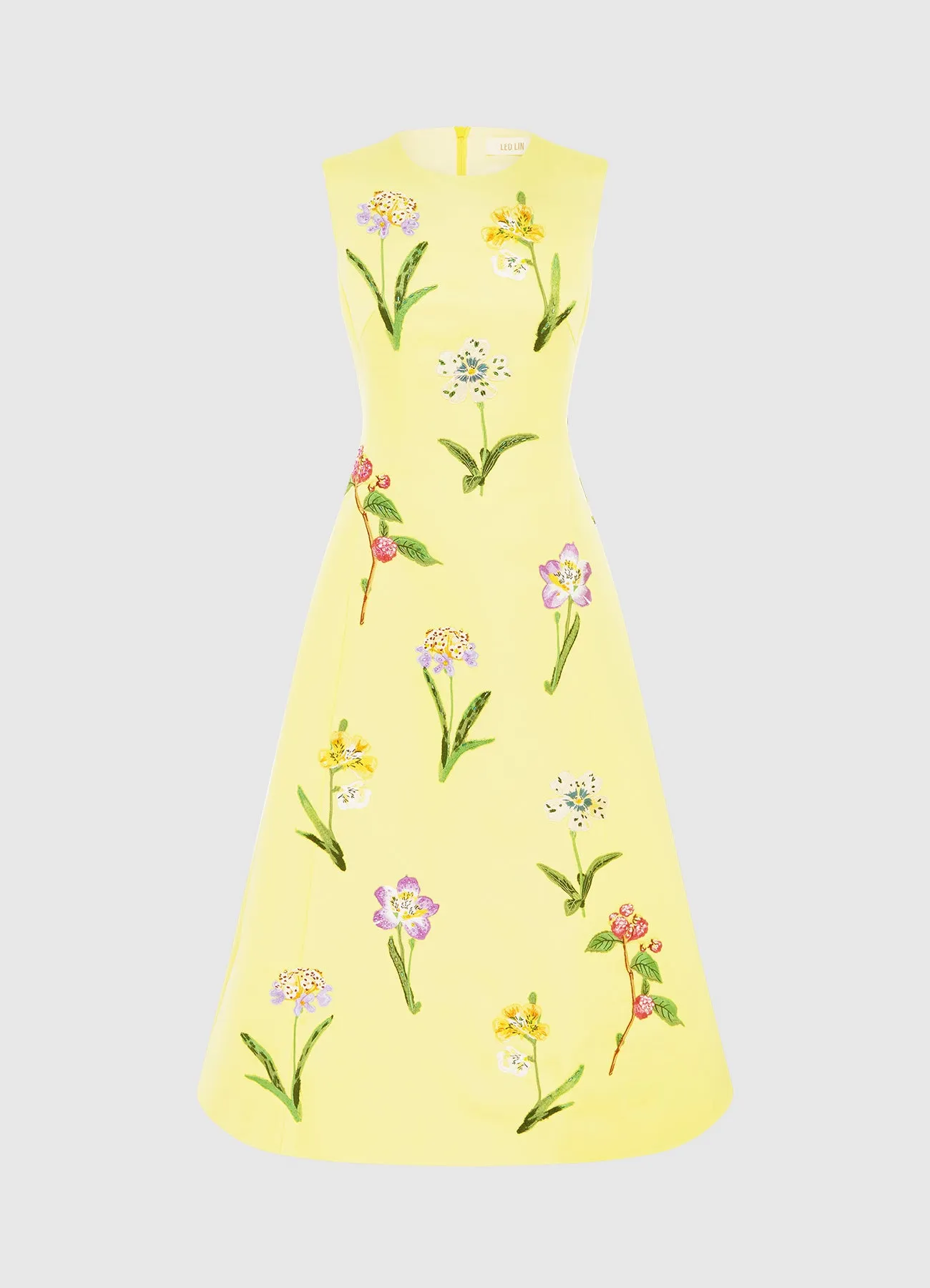 Cleo Sleeveless Midi Dress - Wild Flower Print in Sorbet sold by LEO LIN