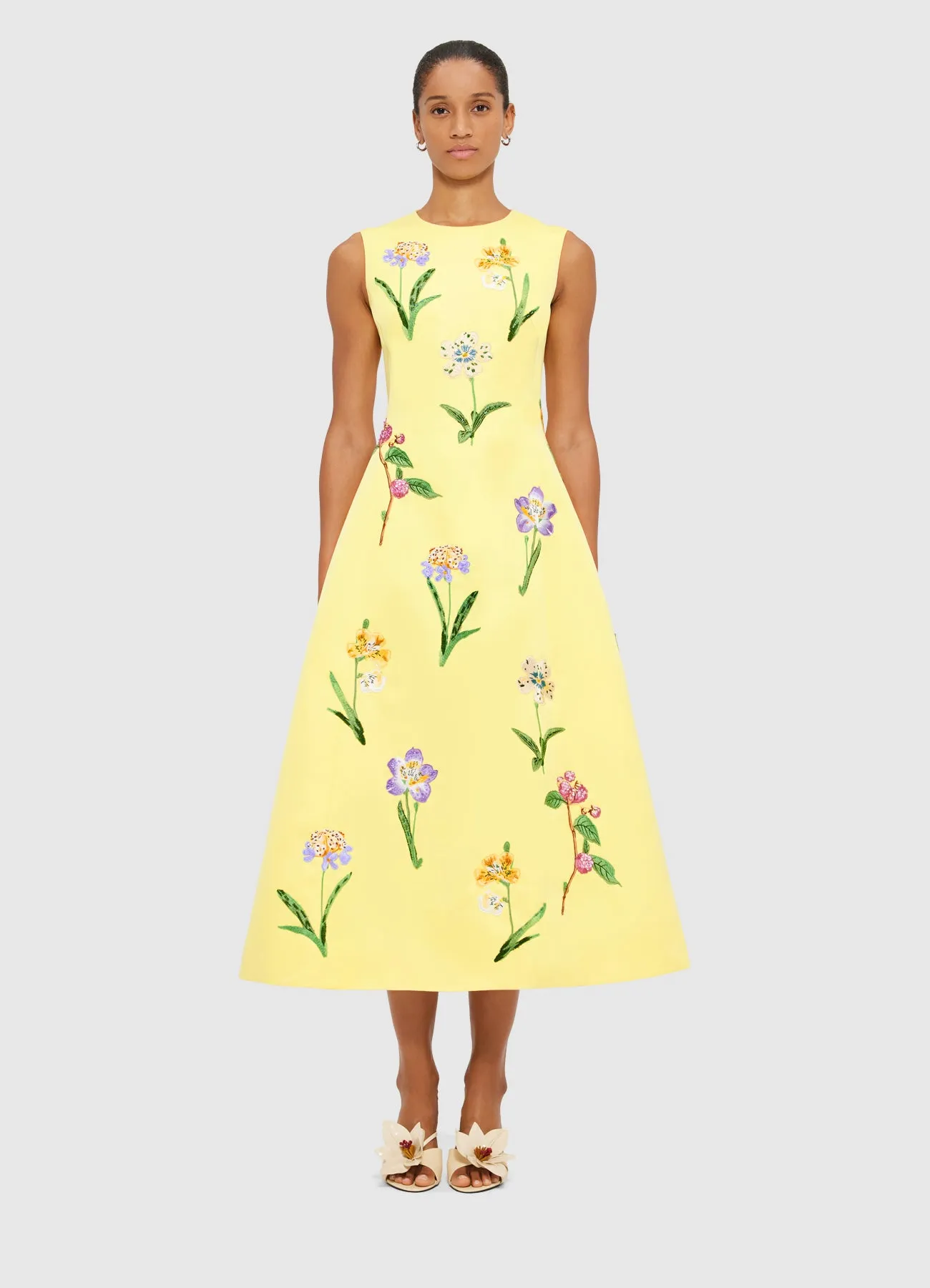 Cleo Sleeveless Midi Dress - Wild Flower Print in Sorbet sold by LEO LIN product image thumbnail 2
