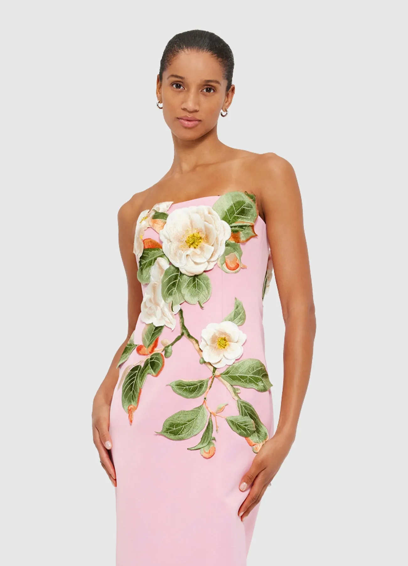 Rayna Appliqué Floral Bustier Maxi Dress - Camelia Print sold by LEO LIN product image thumbnail 5