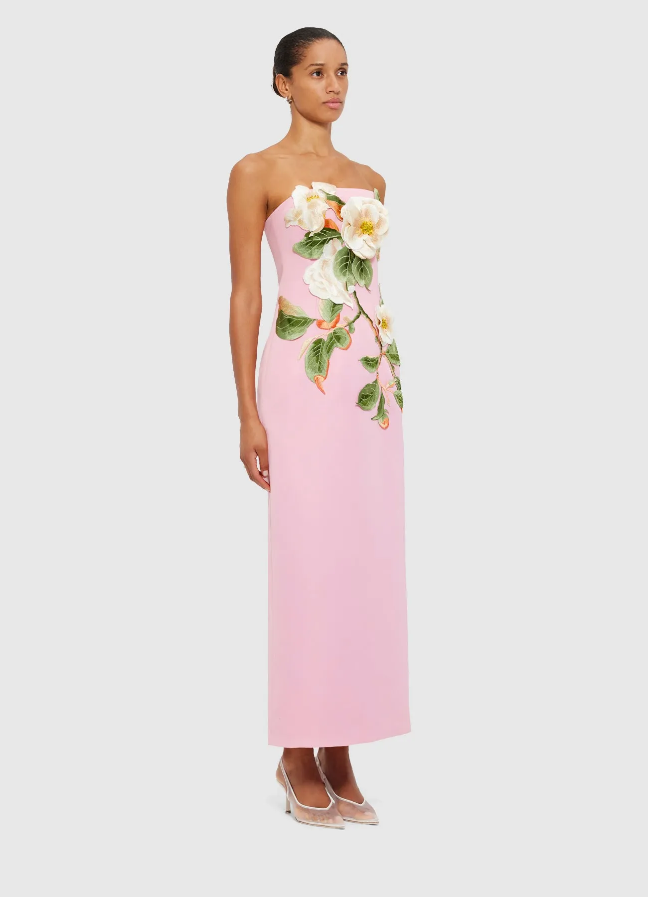 Rayna Appliqué Floral Bustier Maxi Dress - Camelia Print sold by LEO LIN product image thumbnail 3