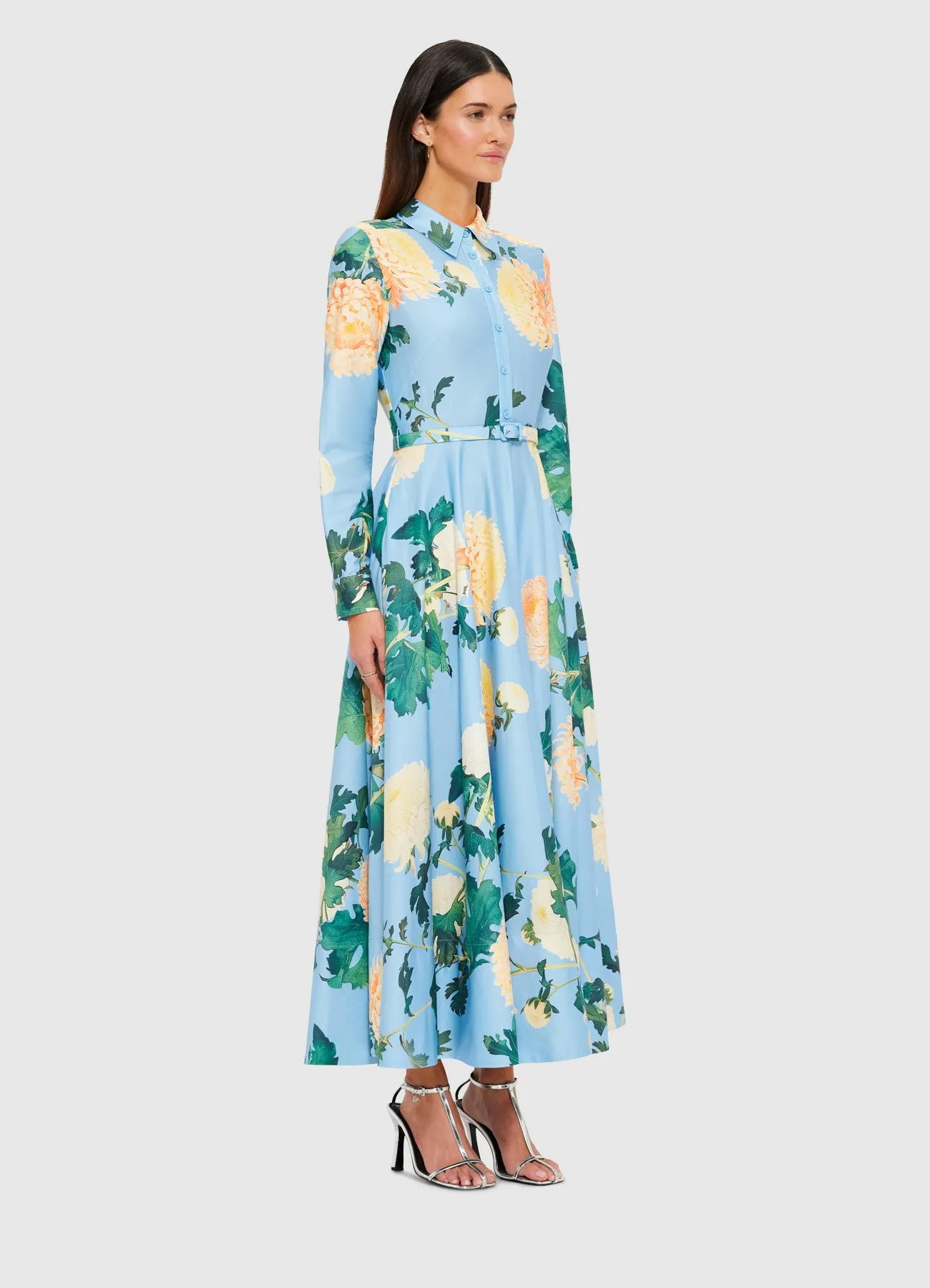 Zara Shirt Midi Dress - Hydrangea Print in Cornflower Blue sold by LEO LIN product image thumbnail 3