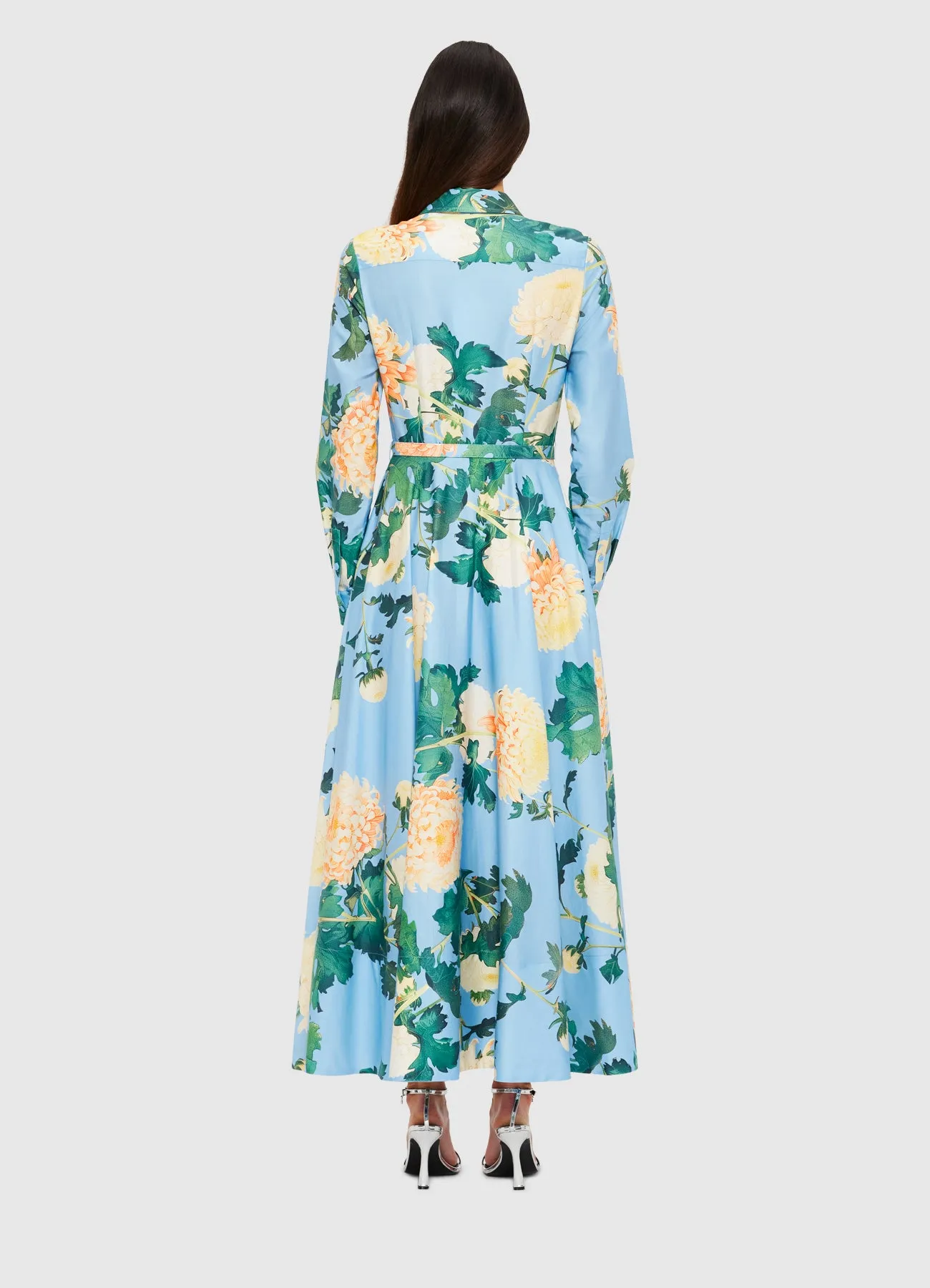 Zara Shirt Midi Dress - Hydrangea Print in Cornflower Blue sold by LEO LIN product image thumbnail 4