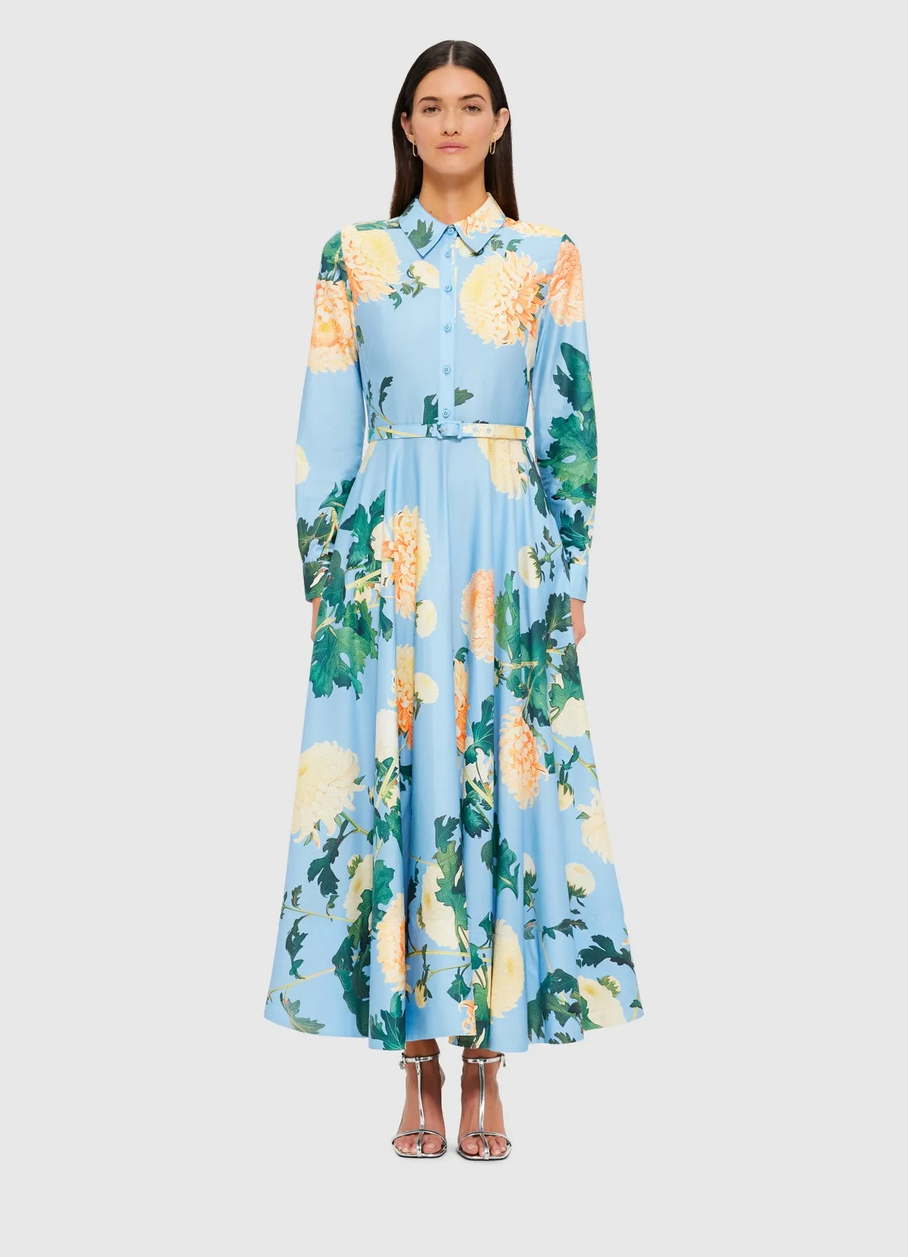 Zara Shirt Midi Dress - Hydrangea Print in Cornflower Blue sold by LEO LIN product image thumbnail 2