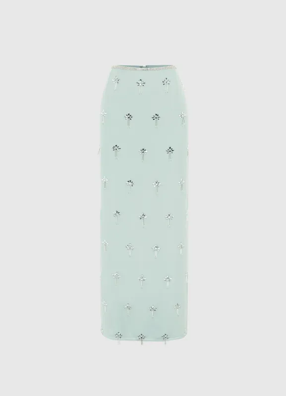 Clementine Embellished Maxi Skirt - Pistachio sold by LEO LIN