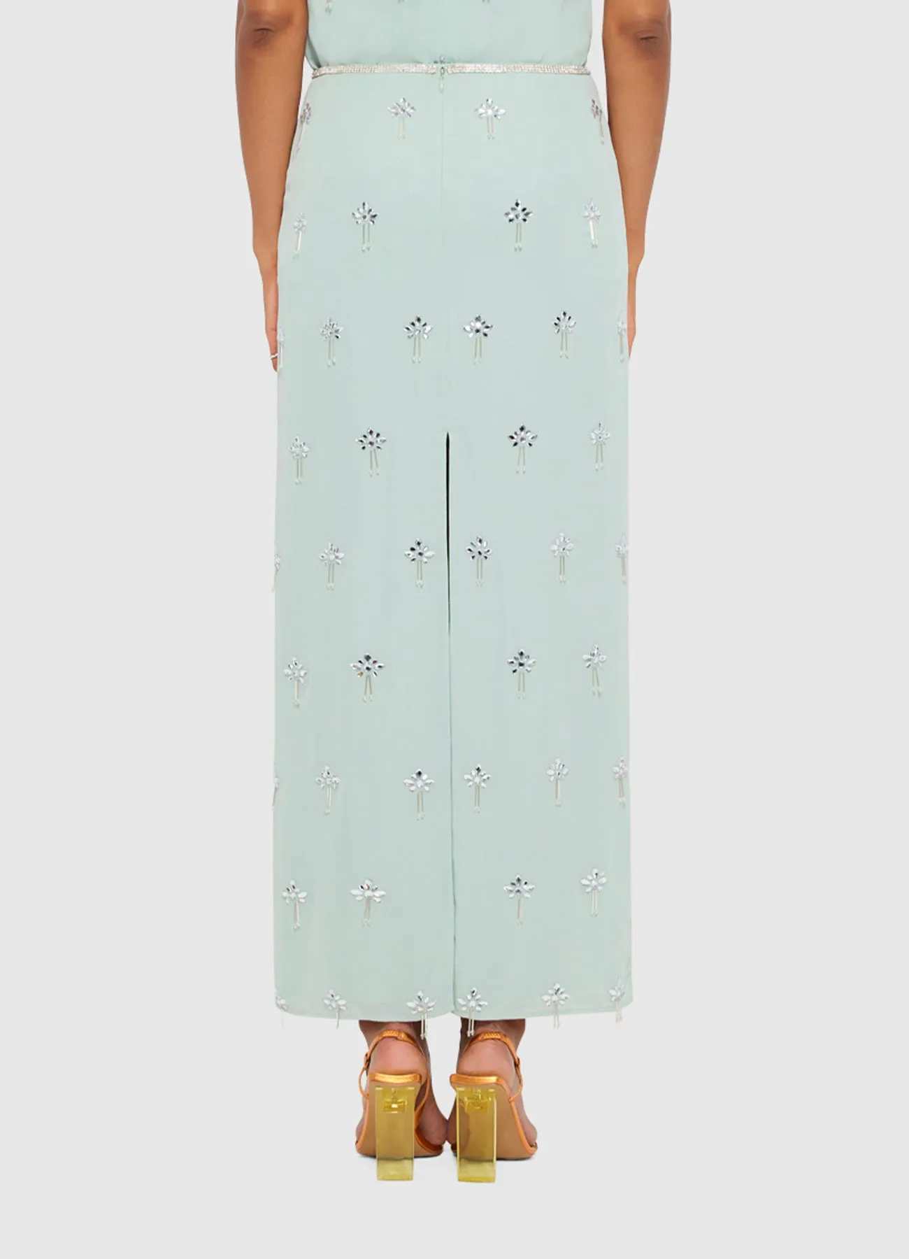 Clementine Embellished Maxi Skirt - Pistachio sold by LEO LIN product image thumbnail 3