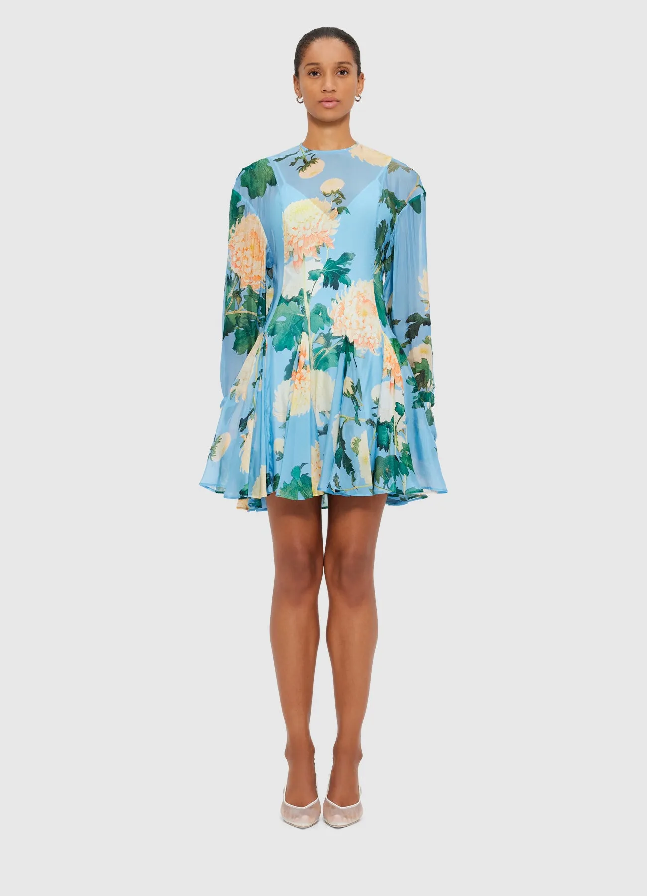 Mia Mini Dress - Hydrangea Print in Cornflower Blue sold by LEO LIN product image thumbnail 2