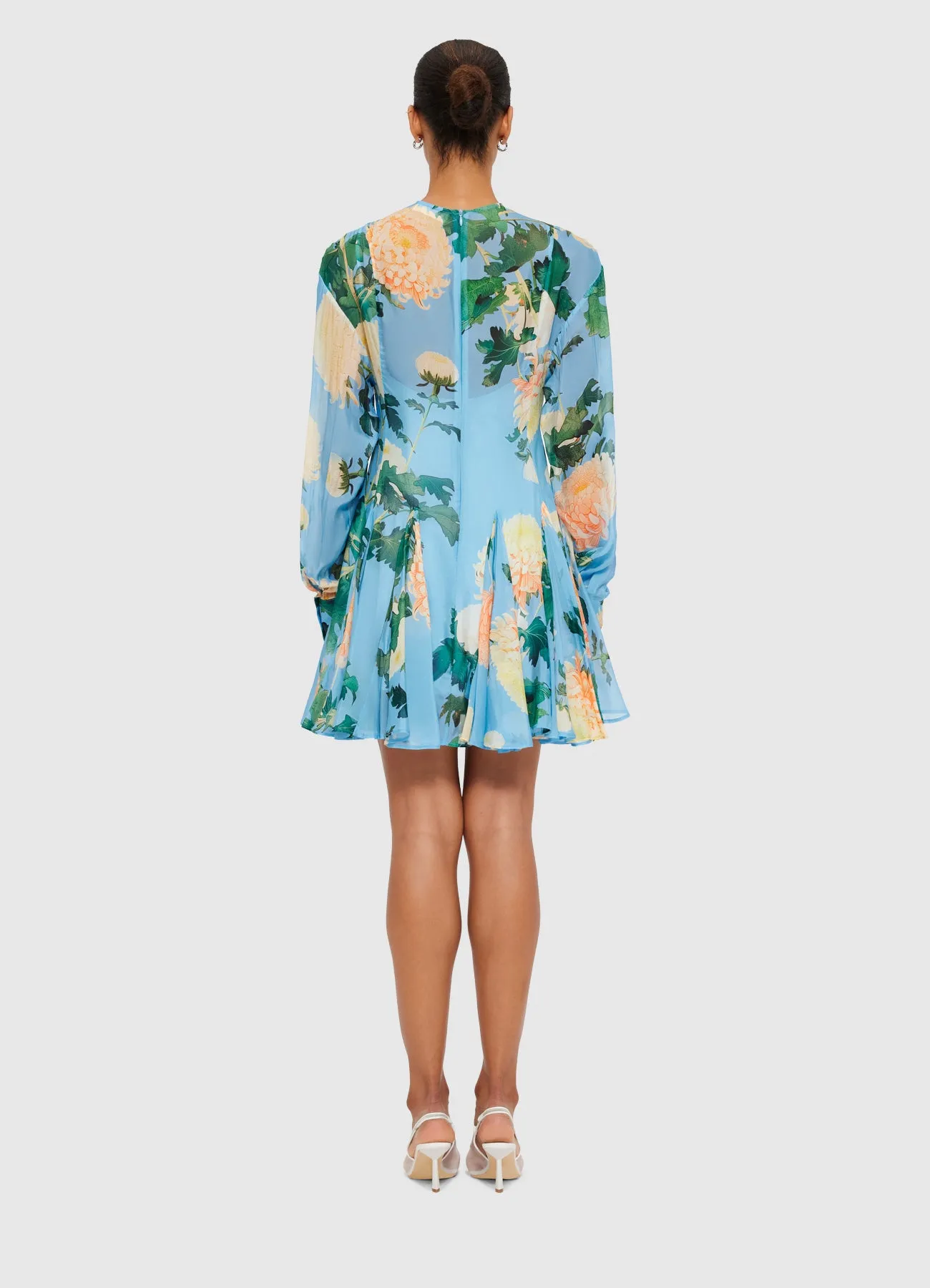 Mia Mini Dress - Hydrangea Print in Cornflower Blue sold by LEO LIN product image thumbnail 4