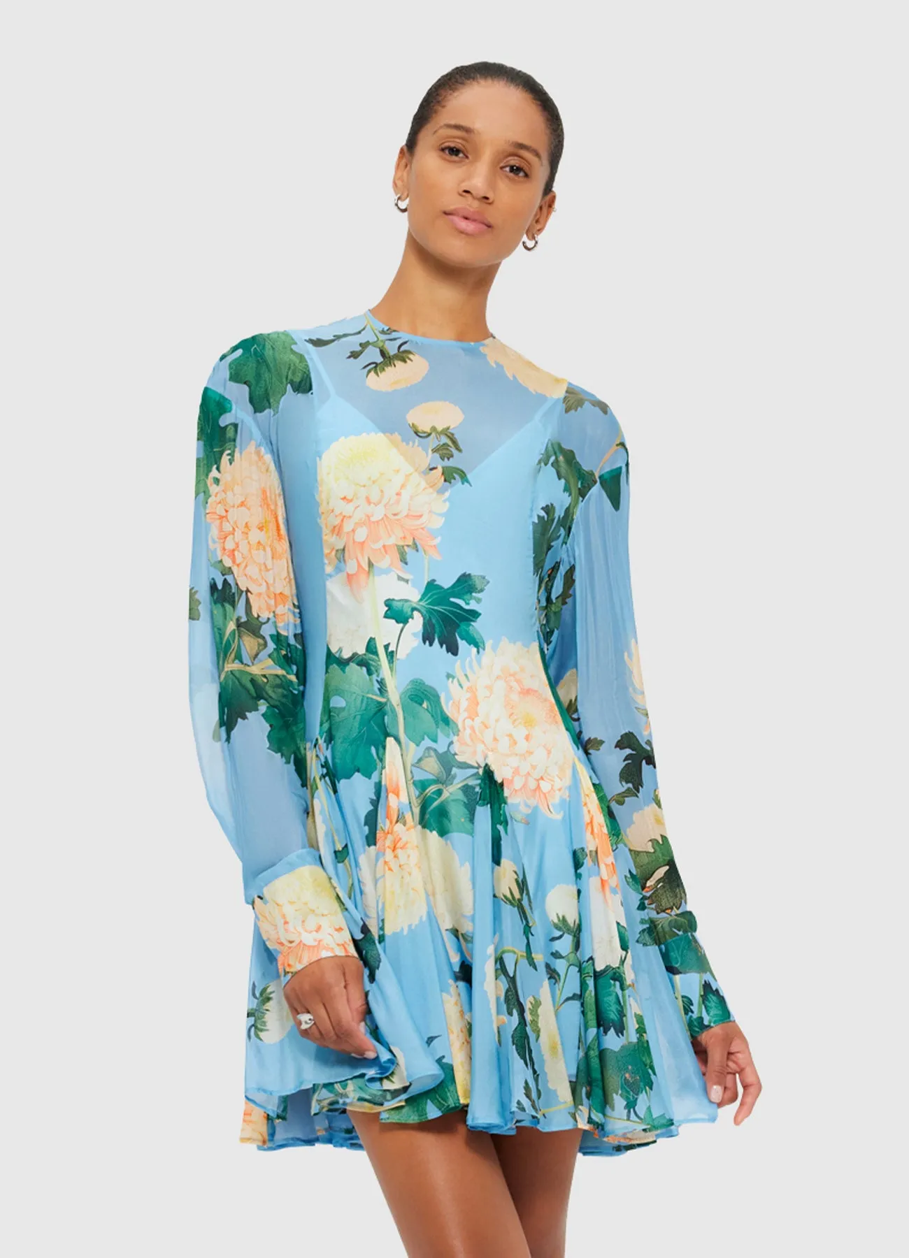 Mia Mini Dress - Hydrangea Print in Cornflower Blue sold by LEO LIN product image thumbnail 5
