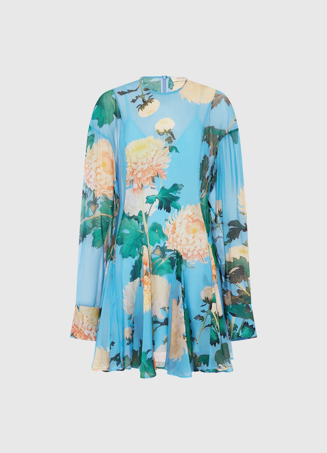 Mia Mini Dress - Hydrangea Print in Cornflower Blue sold by LEO LIN