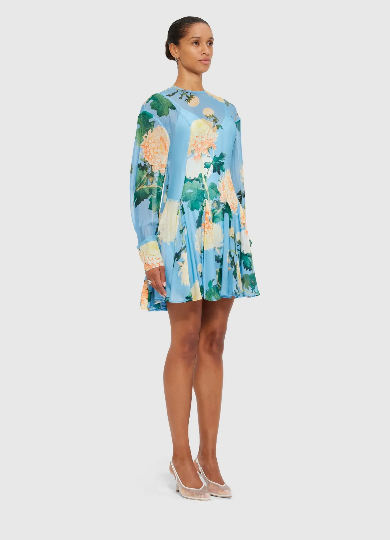 Mia Mini Dress - Hydrangea Print in Cornflower Blue sold by LEO LIN product image thumbnail 3