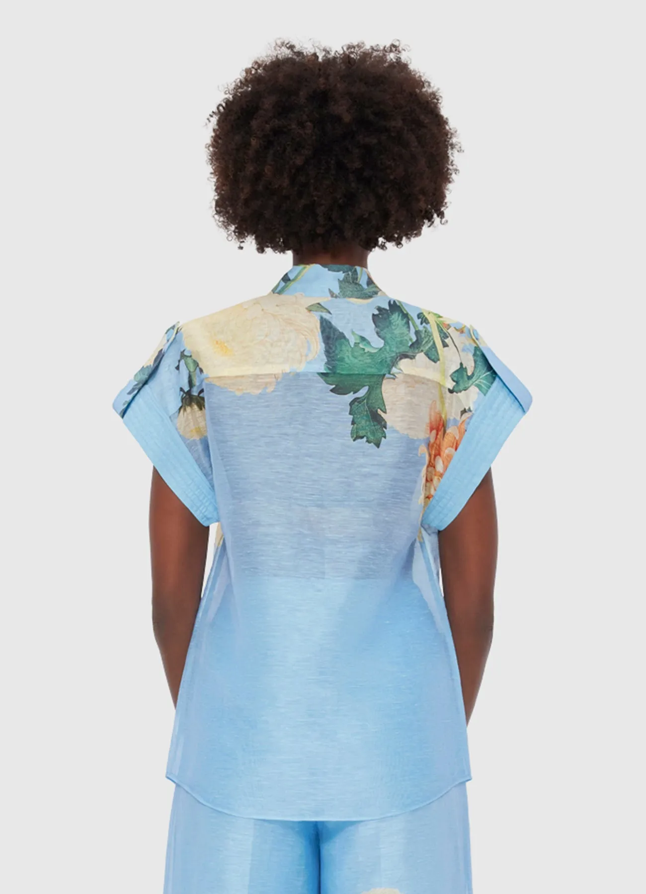 Catarina Blouse - Hydrangea Print in Cornflower Blue sold by LEO LIN product image thumbnail 4