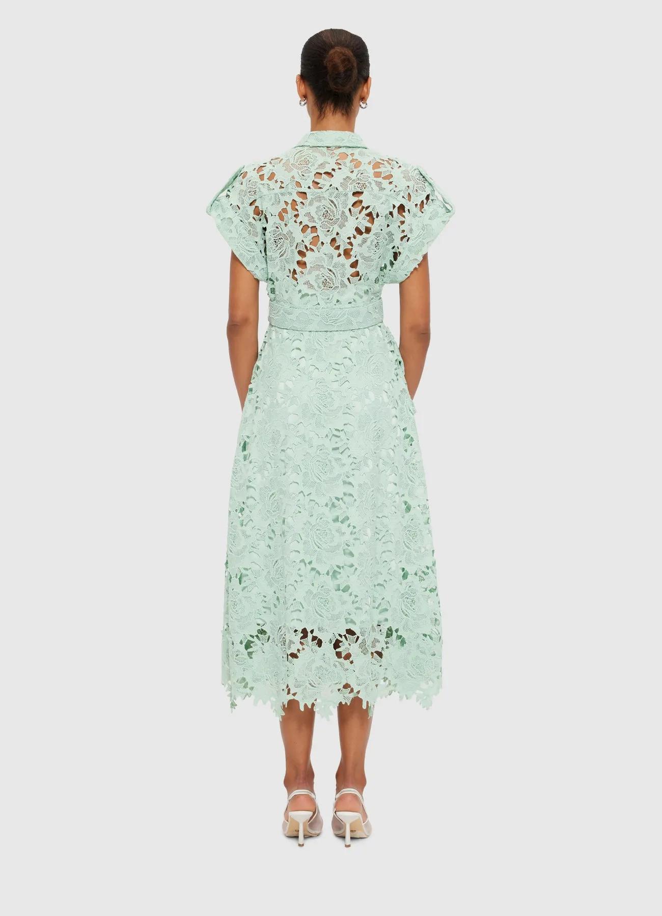 Audrey Lace Pocket Shirt Midi Dress - Pistachio sold by LEO LIN product image thumbnail 4