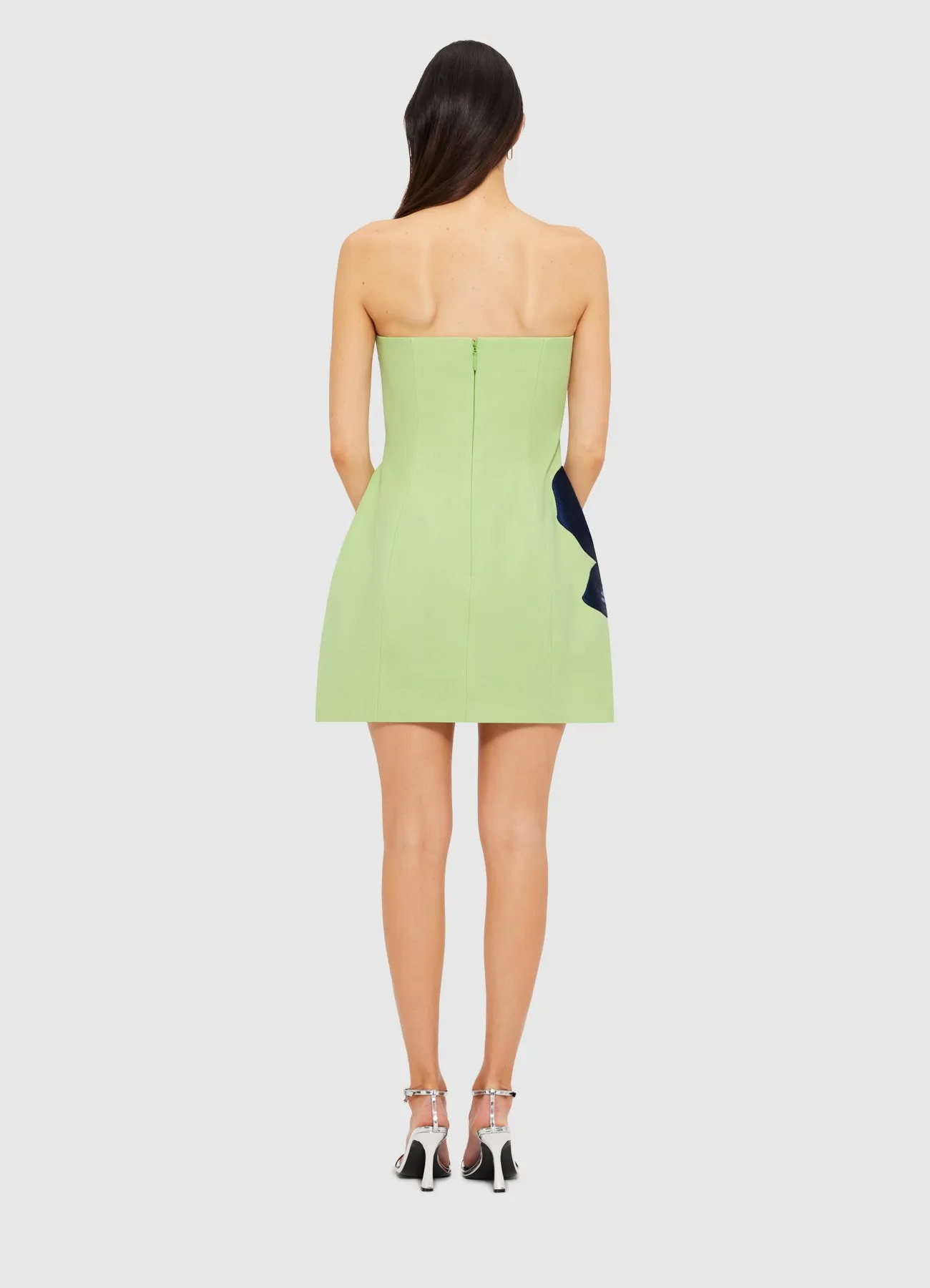 Roselle Embroidered Bustier Mini Dress - Hibiscus in Matcha sold by LEO LIN product image thumbnail 4
